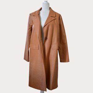 HYFVE Camel Faux Leather Trench Coat | Size L